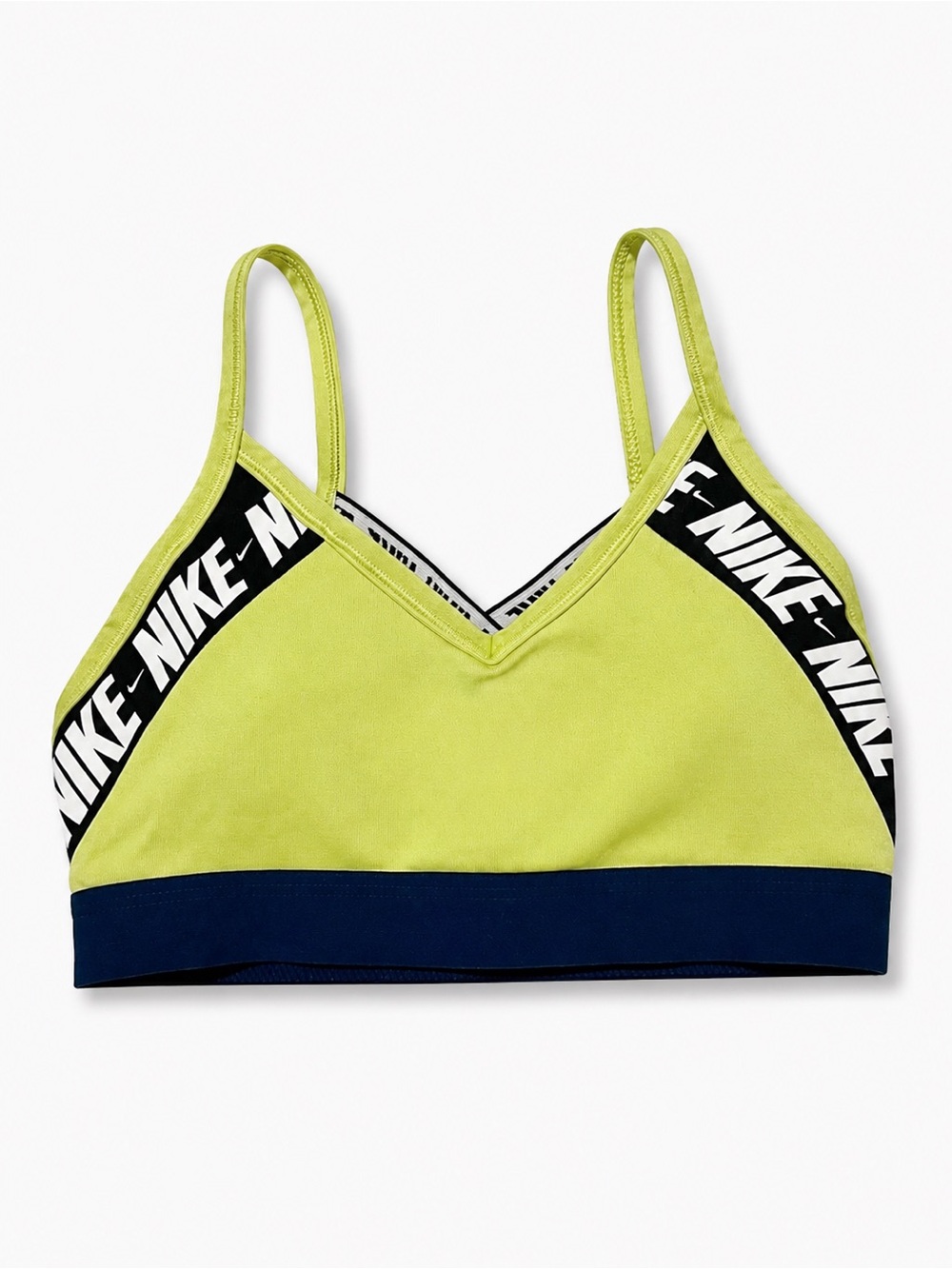 Nike Dri-FIT Indy Sports Bra Neon Green Dark Green Strappy Logo Size Small